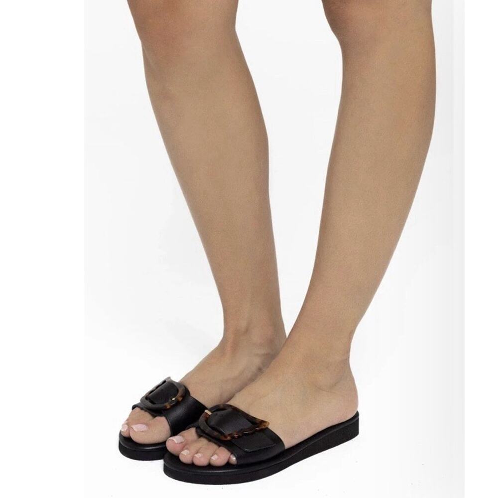 Ancient Greek Sandals Aglaia Sandals Jaguar Black Tortoise Print Size 40/9